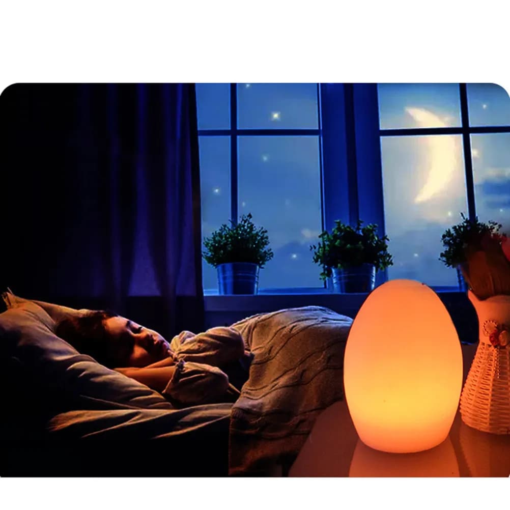 Lampada da 10X15 cm a forma di uovo, luce notturna che cambia colore per la camera da letto, alimentata a batteria, con controllo touch, lampada da scrivania luminosa per la casa