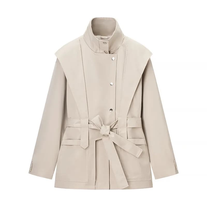 Blouse Outerwear Trench Coat Spring/Autumn Women's Elegant Stand-up Collar Biker-style New Comfortable Casual Niche Fashionable