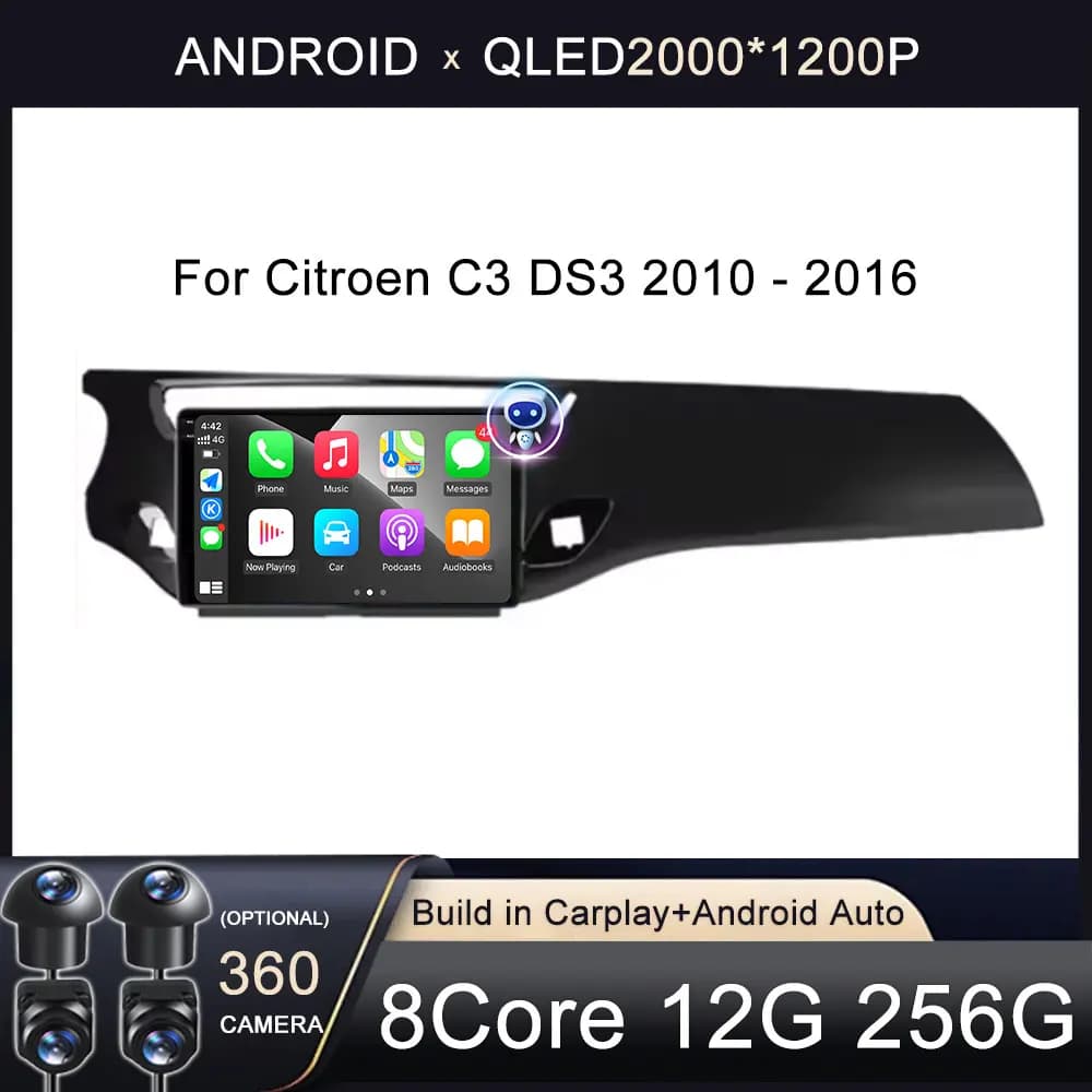 For Citroen C3 DS3 2010 - 2016 Android Auto Screen Stereo Carplay 4G Wifi BT DSP RDS GPS Navigation No 2din DVD