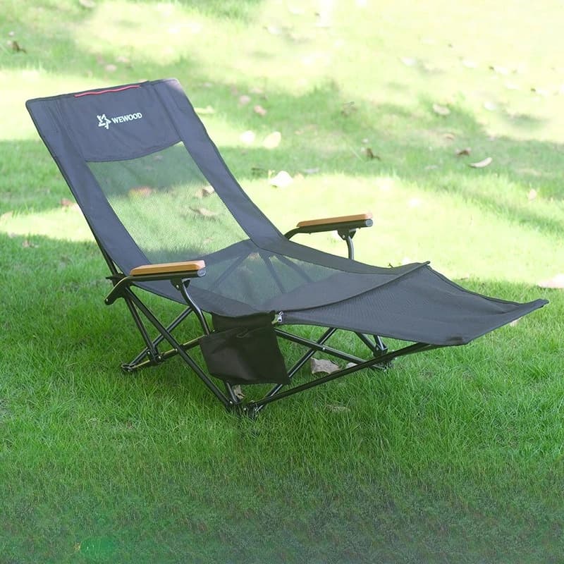 Sedia da campeggio pieghevole Sedia a sdraio ultraleggera Lettino da spiaggia con poggiapiedi Schienale regolabile per barbecue da pesca all'aperto