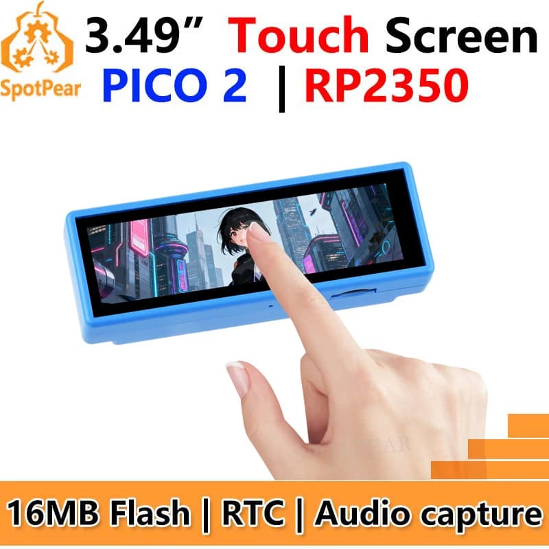 Raspberry Pi Pico 2 RP2350B TouchCree capacitive 3.49 inch 3.49 inch LCD display development card 172×640 RP2350-Touch-LCD-3.49