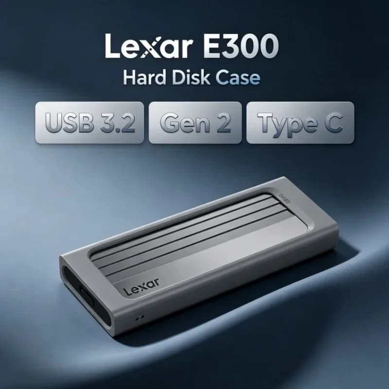 Lexar E300 M.2 SSD Enclosure Mobile External NVMe Drive Case for 2230/2242/2260/2280 USB Type C 3.2 Gen 2