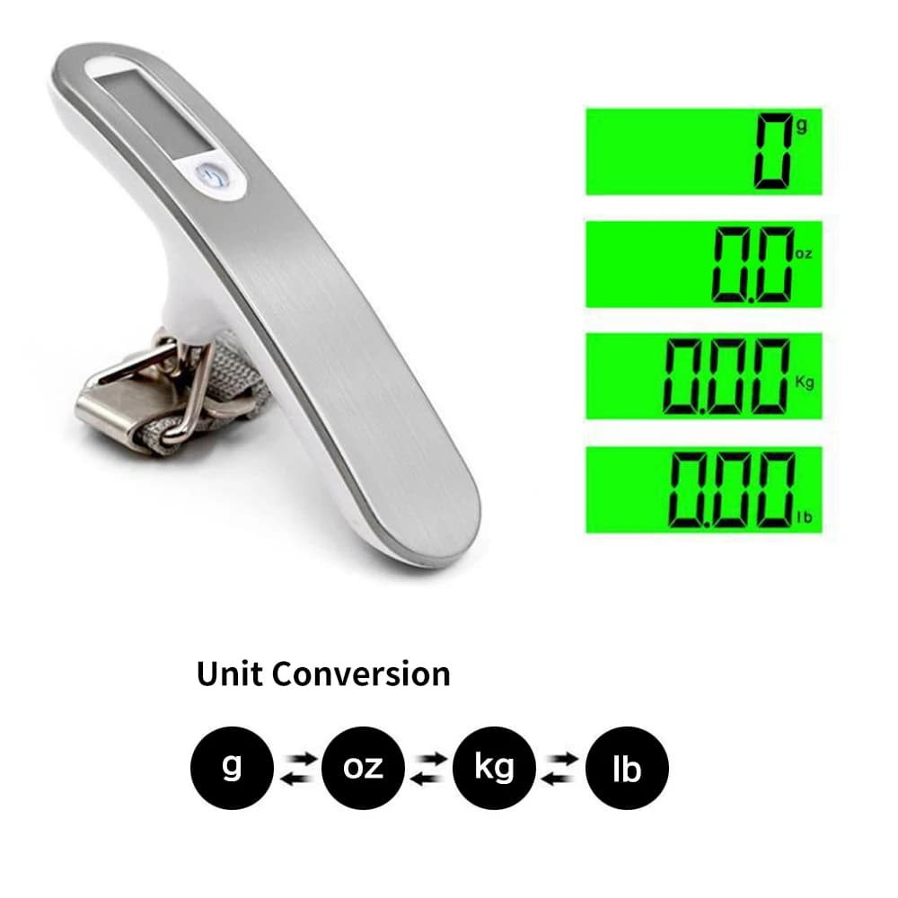 Bilancia Digitale Portatile per Bagagli, Scala Elettronica da Viaggio 50kg/110lb, Mini Bilancia Portatile per Valigie con Gancio