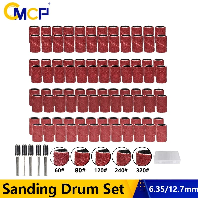 Set di tamburi abrasivi CMCP 60/80/100/120/180Grit Dremel con mandrini abrasivi Fasce abrasive per utensili rotanti Dremel Utensili abrasivi