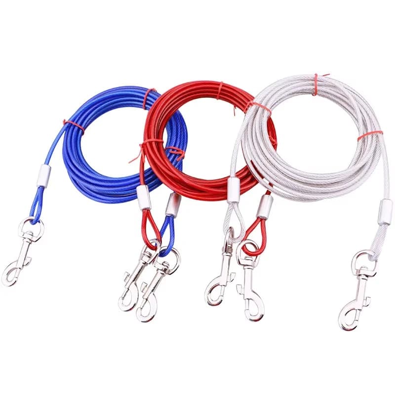 Heavy Duty Steel Wire Dog Tie Out Cable with Solid Metal Clips for Large Dogs Yard Outdoor Camping Use