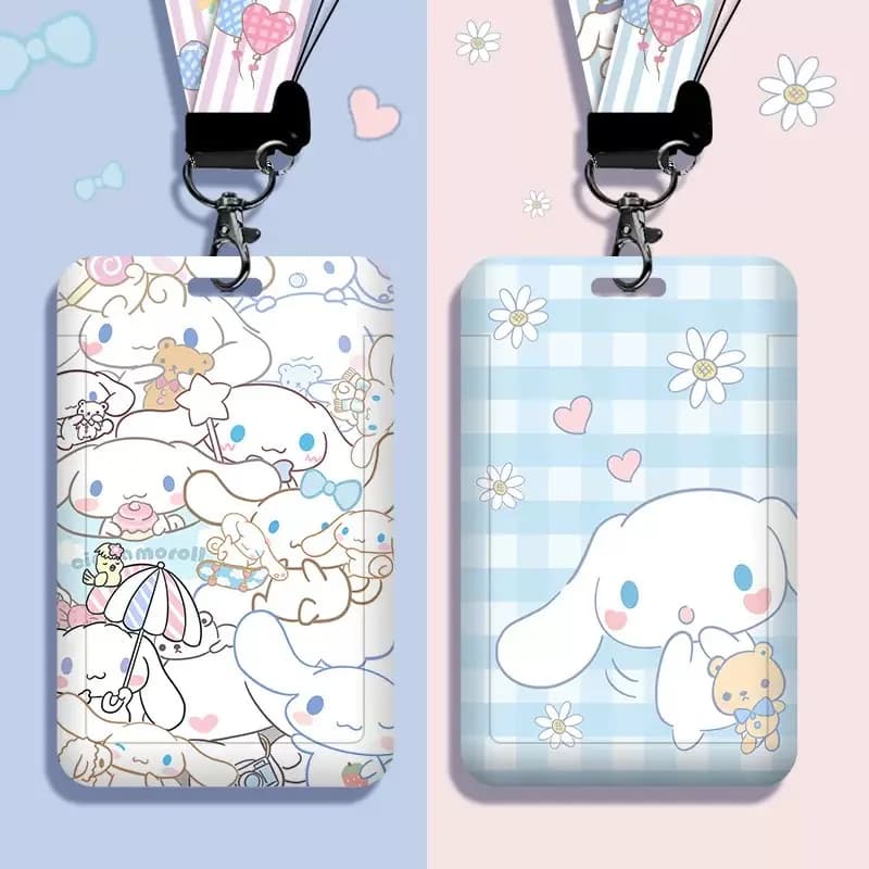 Porta badge Sanrio Cinnamoroll con cordino da collo, portachiavi e custodia per credenziali da lavoro, regalo per donna