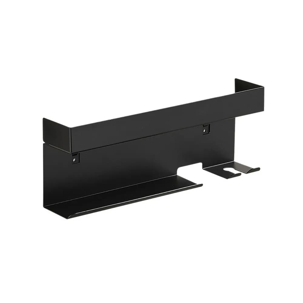 Carbon Steel Curling Iron Storage Rack Wall Mounted No Drill Hair Curler Storage Shelf Space Saving Bathroom Storage Organizer