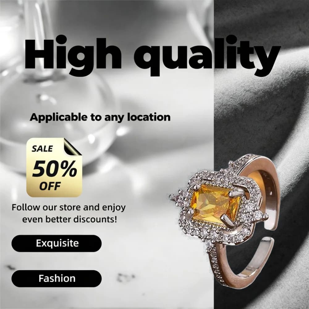 2026 Trendy Style - Yellow Diamond Princess Square Diamond Ring - Eye-Catching Jewelry for The Bride At The Engagement Party