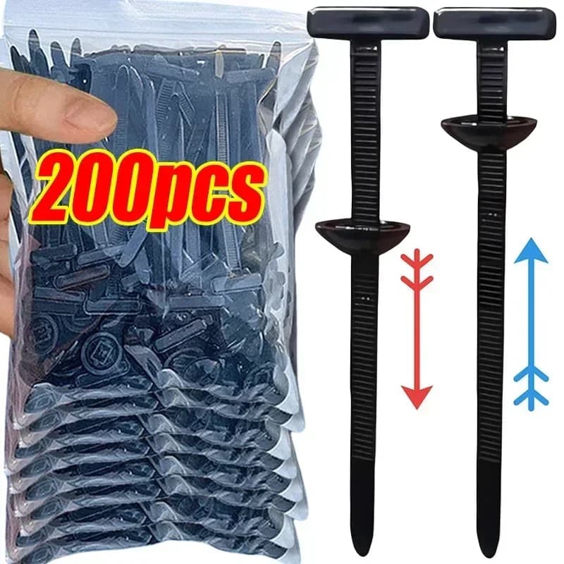 5/200PCS Self-locking Nylon Universal Cable Tie Buckle Heavy Duty Zip Ties with Pin & Button Car Daily Repair Fastening Strap