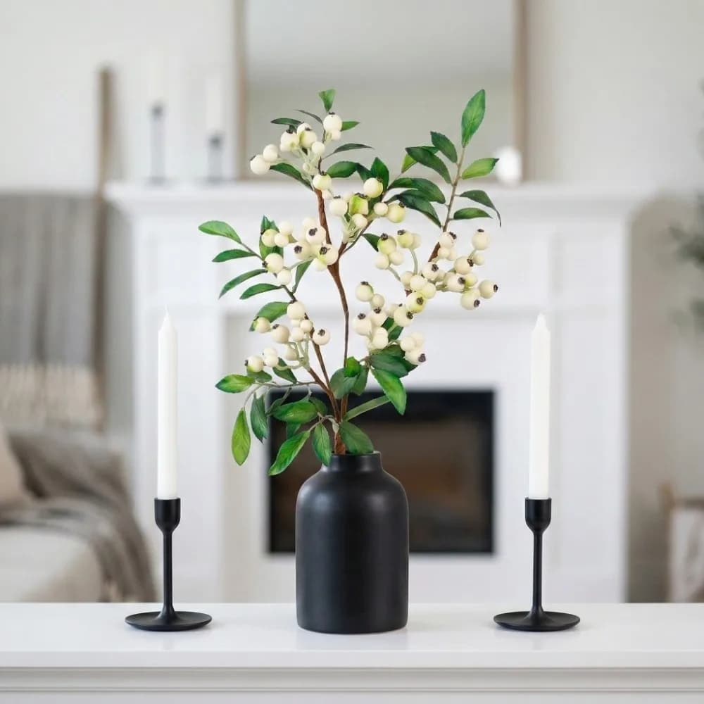 Elegant Fin Plants with Green Leaves and Artificial Blueberry Fruits, Luxury Plastic Simulated Fruit Tree, Faux Good luck