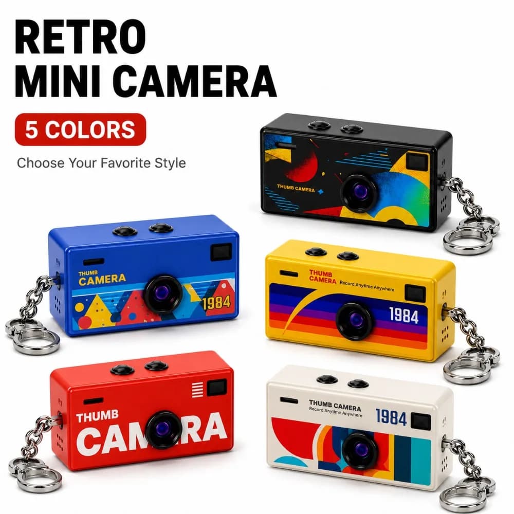 Portable 1080P Mini Camera Keychain Thumb Video Recorder with Built In Flash Memory Card Compatible for Travel and Daily Carry