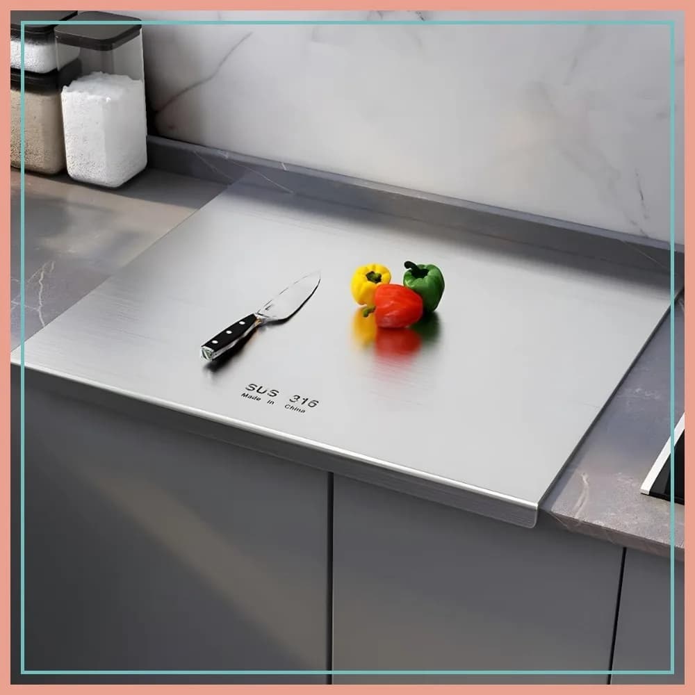 Tagliere in Acciaio Inossidabile, Grande Tagliere per Carne, Verdure, Frutta e Formaggio (27.56x22.83in)