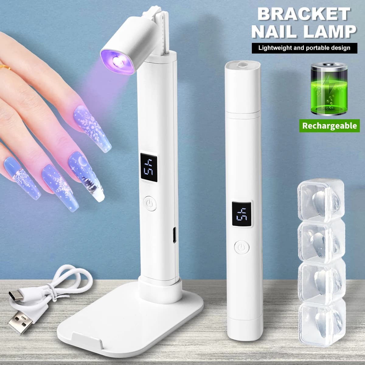 LIMEGIRL Mini lampada per unghie UV a LED ricaricabile gel lucido lampada per unghie a LED display retrattile timer presa USB lampada per unghie artistiche