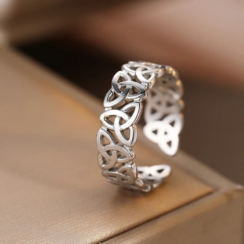 Huitan Celtic Knot Opening Rings for Women Statement Daily Party Finger Rings Fancy Gift Silver Color/Gold Color Fashion Jewelry