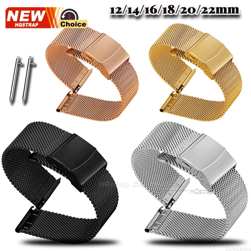 Milanese bracelet 12/14/16mm 18mm 22mm for IWC watches, 0.6mm stainless steel bracelet for men and women, Compatible with Seiko and Rolex