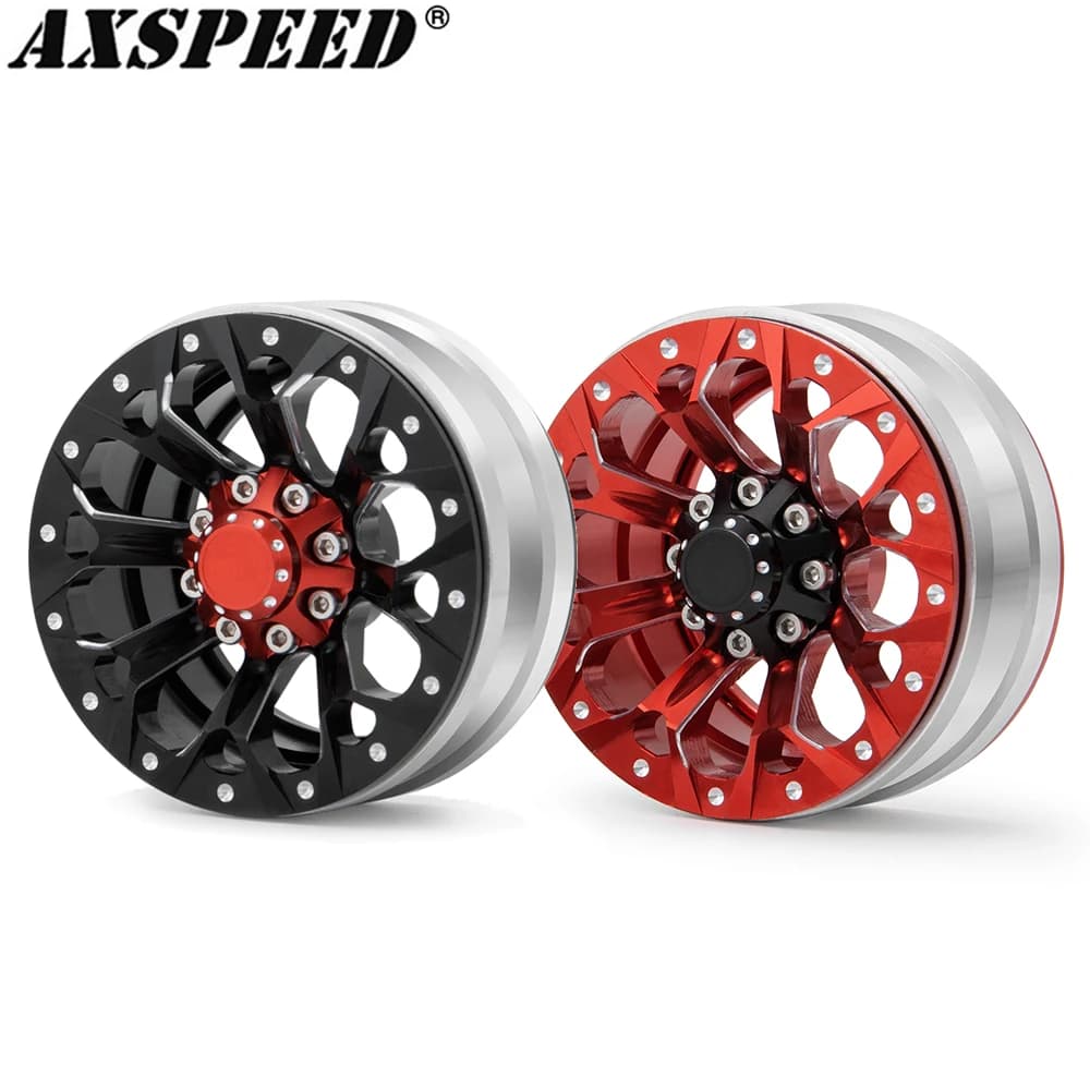 AXSPEED 4PCS 1.9 Beadlock Wheels Rims Metal Wheel Hub for 1/10 Axial SCX10 TAMIYA CC01 D90 D110 TRX4 TRX6 Upgrade Parts