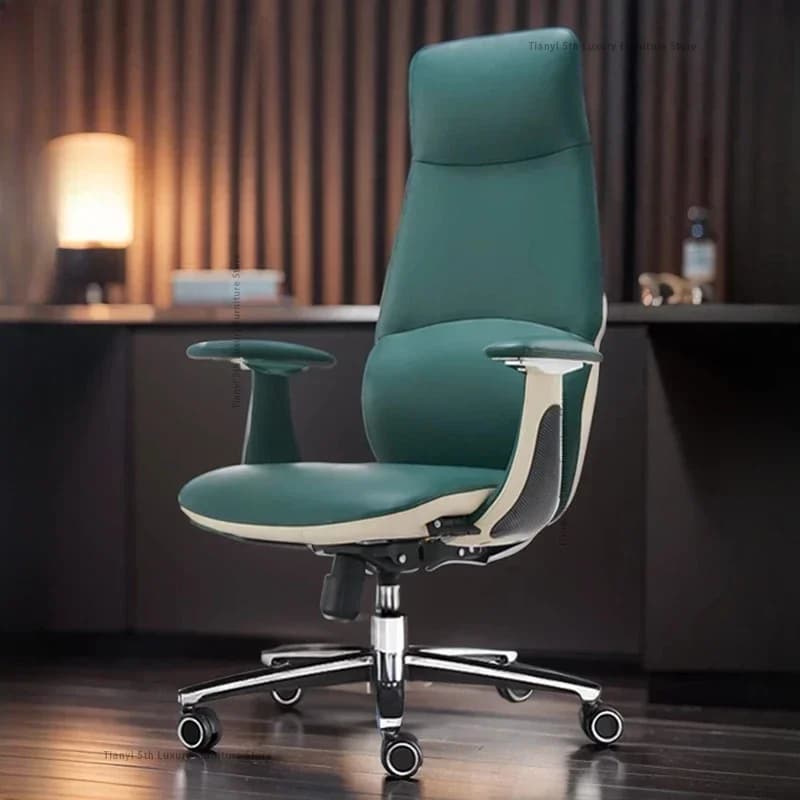Modern Luxury Leather Office Chairs Comfort Sedentary Ergonomic Study Chairs Computer Gaming Salon Furniture Sillas Oficina FYOC