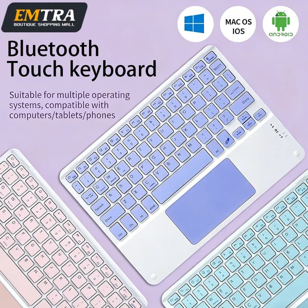 Tastiera Bluetooth Inglese per iPad Pro Air Mini, Wireless Ricaricabile con Gestioni Touch, Universale per Tablet, Laptop e Telefono