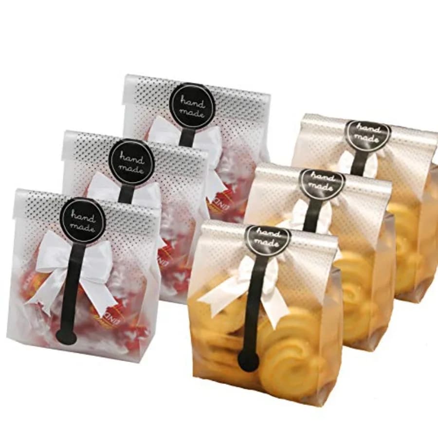SAILING-GO 100 pcs./Pack Tranucent Bags Coe, Cake, Cocte, Candy, Snack Wrap Good ery Party wit Stickers