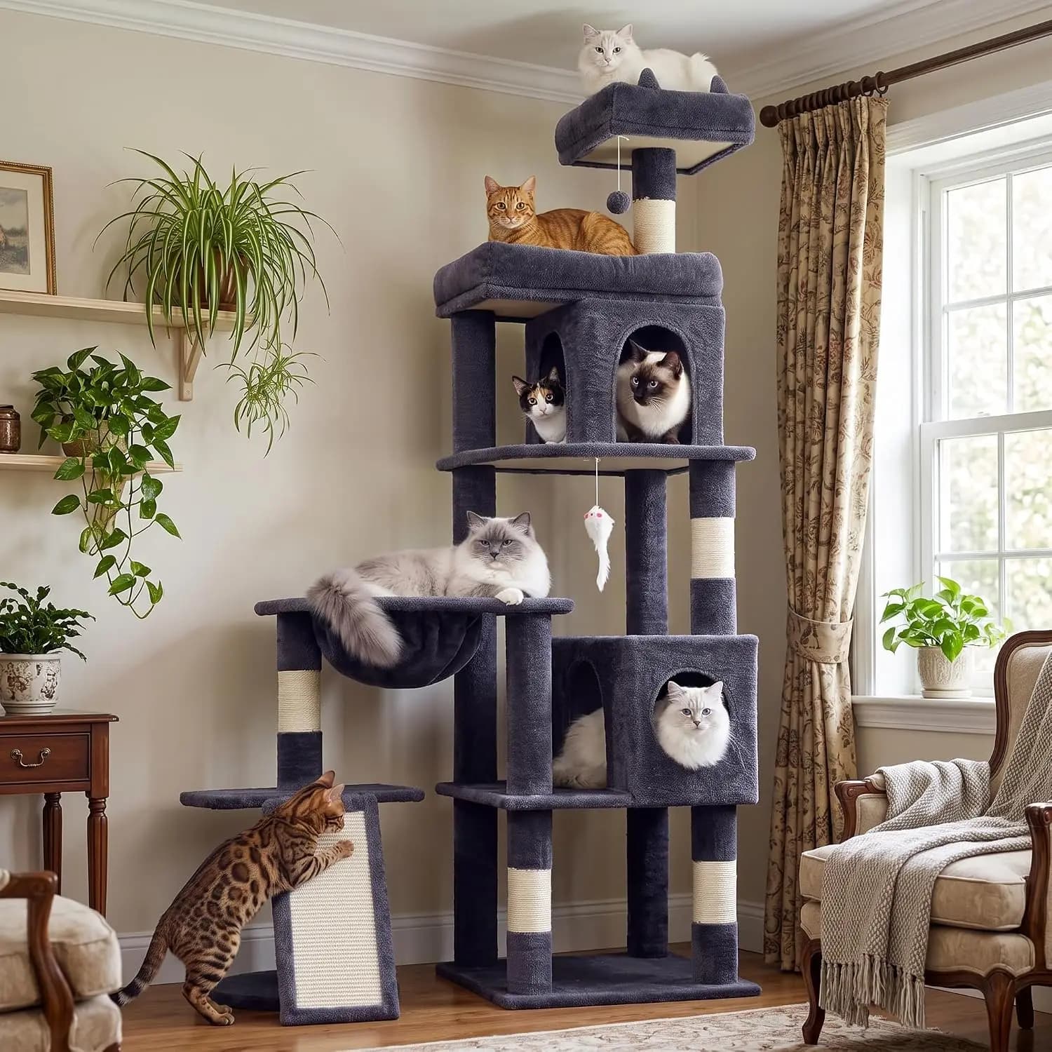 68 Inch Heavy Duty Cat Tree Tower for Indoor Cats Large Adult