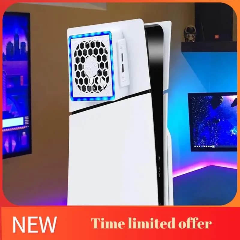 A42T-Ventola di raffreddamento con luce a LED 2 porte USB Ventola di raffreddamento per console di gioco Dispositivo di raffreddamento laterale per accessori per console di gioco PS5 SLIM