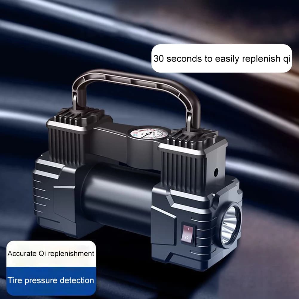 12V 150PSI Mini compressore d'aria Doppio cilindro Gonfiatore per pneumatici per carichi pesanti con luce a LED Pompa di aria elettrica per auto Pompa gonfiabile automatica