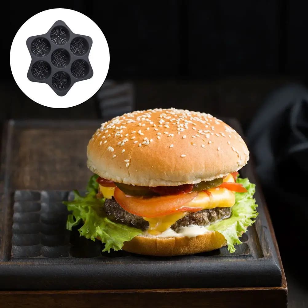 Multi-Grid Silicone Burger Mold Kitchen DIY Meat Pie Baking Mold Nonstick Bread Pan Reusable Bakeware Air Fryer Muffin Tray