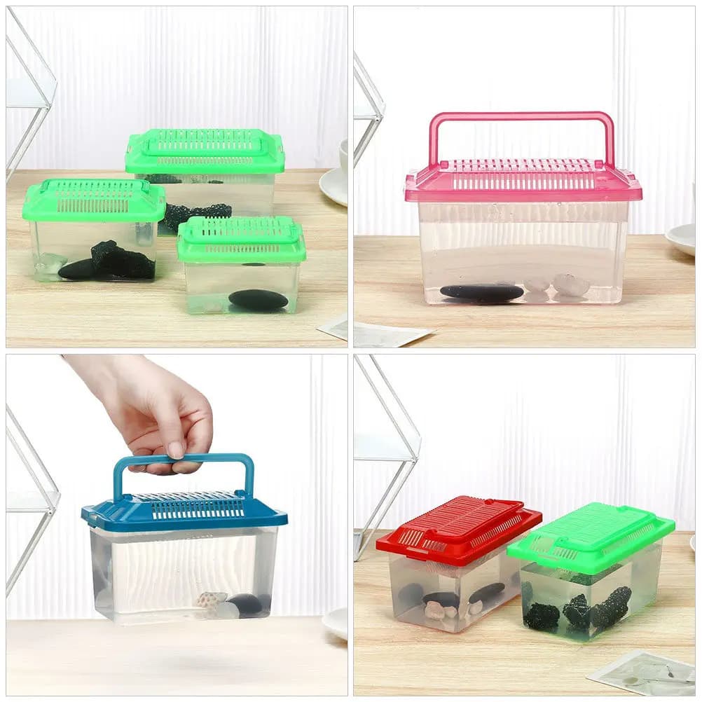 Acquario Portatile in Plastica per Tartarughe, Rettili, Pesci Rossi e Piccoli Animali Domestici - Design Compatto, Leggero e Sicuro con Fondo Profondo