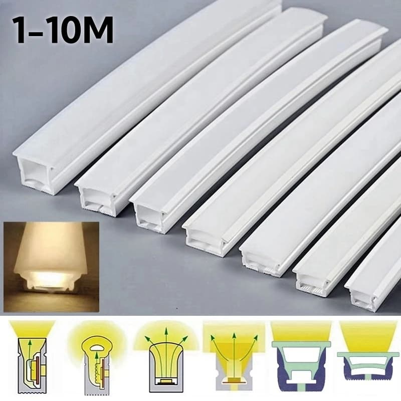 Tubo flessibile in silicone al neon incorporato Lampada a corda LED Diffusore impermeabile Canale WS2811 WS2812B Luci di striscia a nastro lineare per esterni