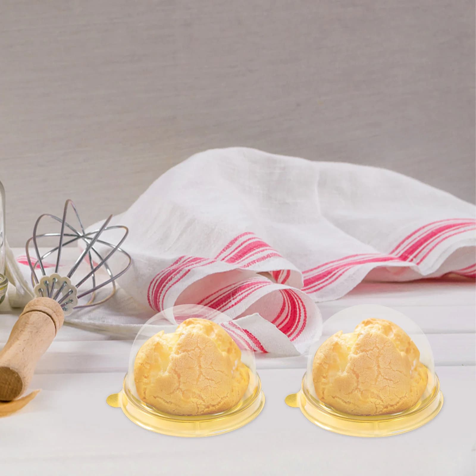 50pcs Egg Yolk Crisp Box Round Transparent Pet Cake Container Waterproof For Cupcake Dessert Baking Packaging Food