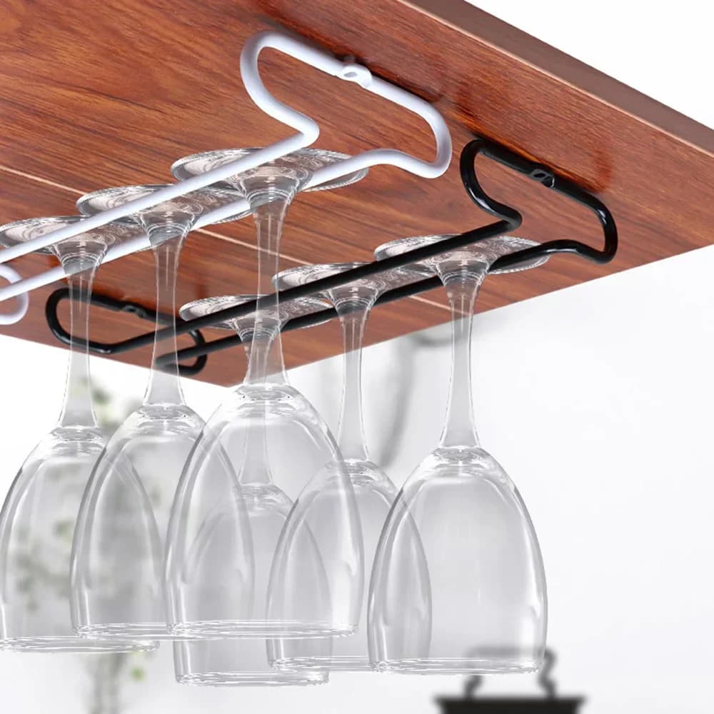 Portabicchieri da Parete in Ferro, Porta Calici da Vino Sospeso, Organizzatore da Cucina in Ferro per Bicchieri da Bar e Calici da Vino