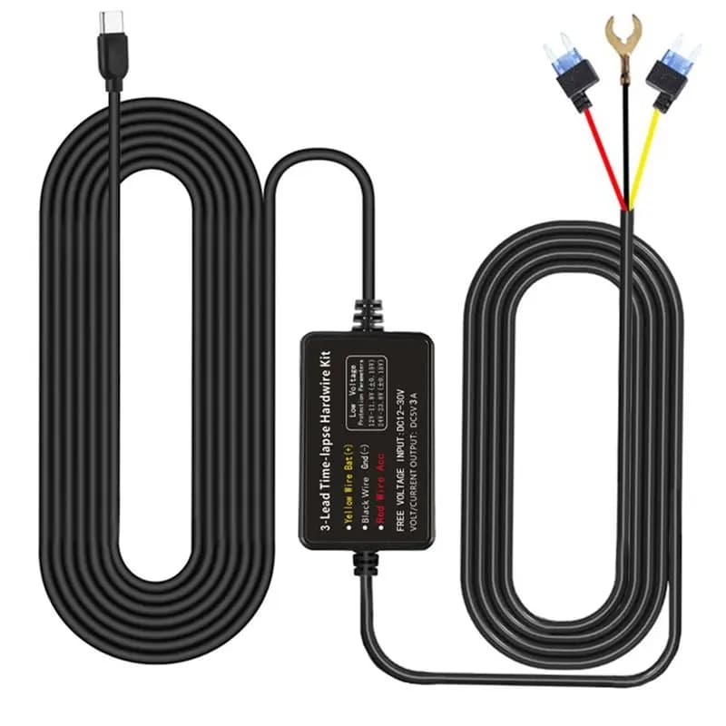 Wiring Kit for Monitoring Parking 24H AZDOME 4K M300S M550pro M580 for DVR Auto with Low Voltage and Door Protection Type-C