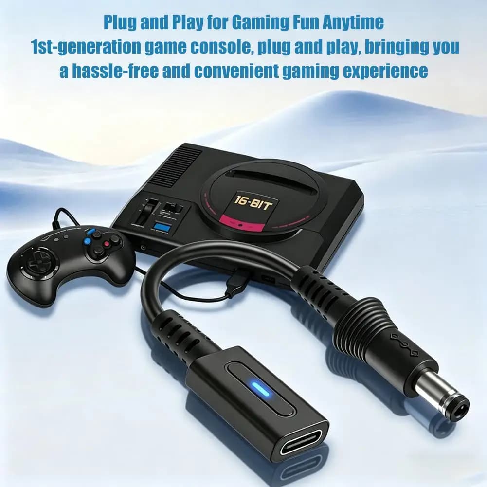Cavo di ricarica Pd 45w tipo C per console di gioco Sega di prima generazione, adattatore di ricarica USB C, cavo di conversione LED, accessori
