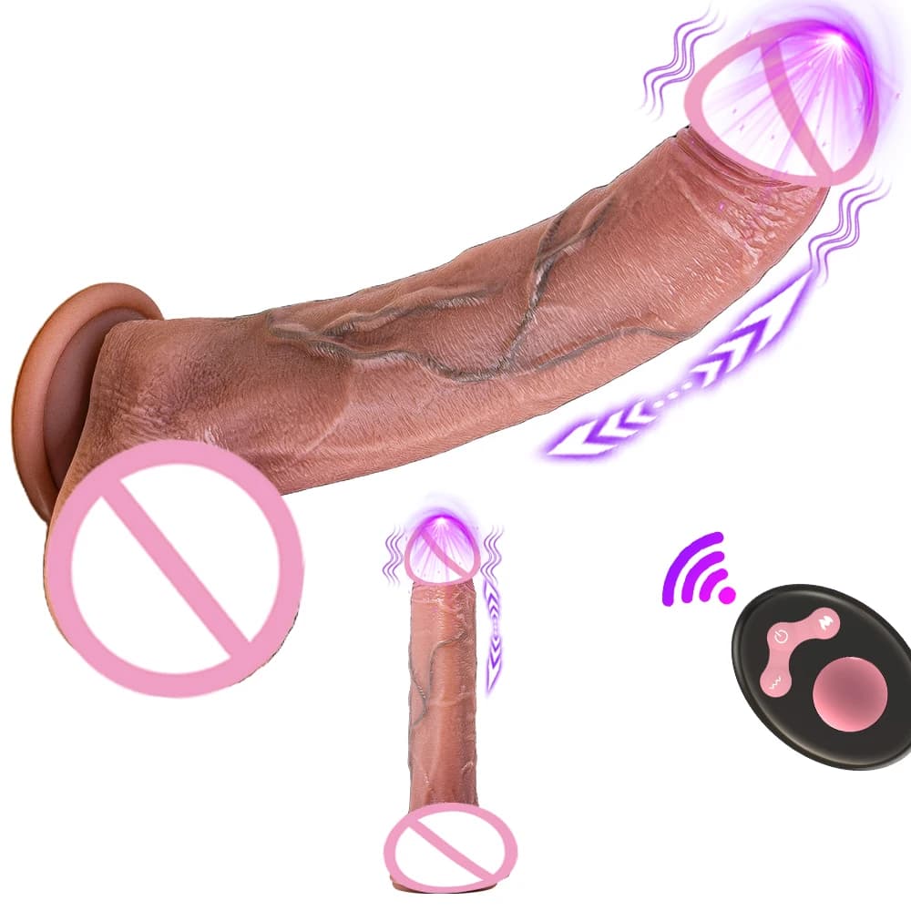 Realistico Dildo Telescopico Vibratore Uomo Cazzo Spinta Vibrazione Grande Pene Cazzo Rotante Giocattolo Del Sesso Per Le Donne Pene Del Silicone Dildo