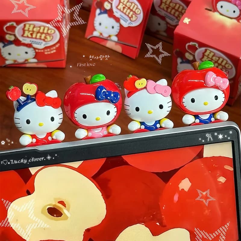 Cartoon Hello Kitty Apple Party Series: Scatola a Sorpresa con Decorazioni per Computer a Tema Fagioli, Carine e Interessanti, Giocattoli Divertenti, Regali Misteriosi