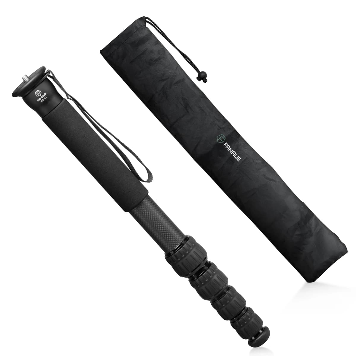 67.7-Inch Portable 5-Section Carbon Fiber Monopod Trekking Poles for Photography Tripod Travel