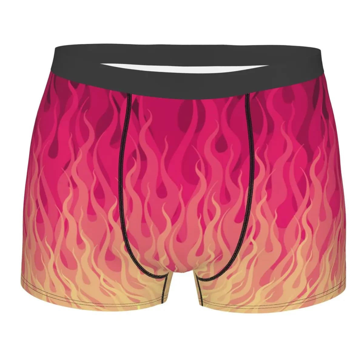 Custom Pink Burning Flames Fire Pattern Boxers Shorts Men Briefs Underwear Fashion Underpants