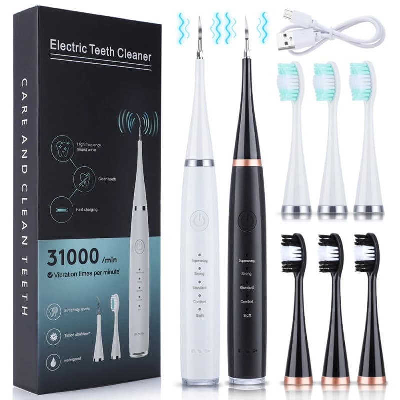 Set Spazzolino Elettrico con Sei Funzioni per Cura Orale Completa, Rimozione Efficace del Tartaro con Funzione di Pulizia dei Denti