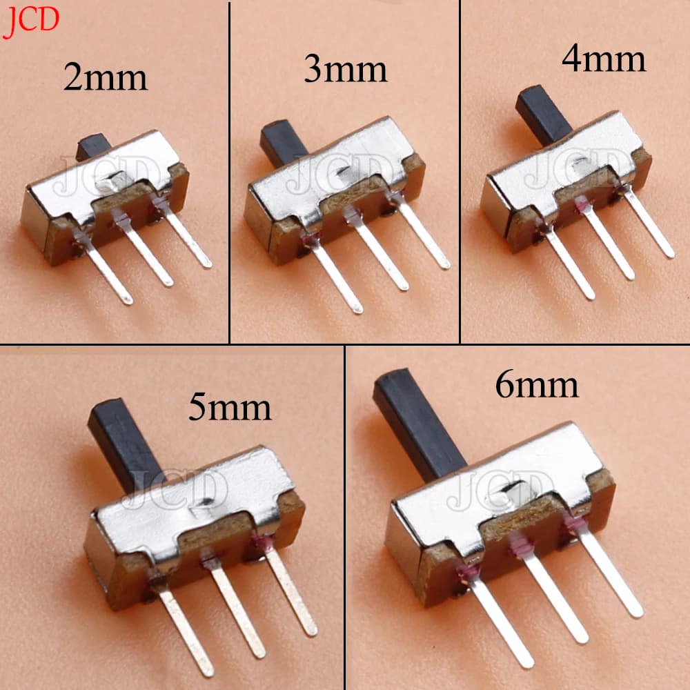 50Pcs SS12D00 Interruptor on-off mini Slide Switch 3pin 1P2T 2 Position High quality toggle switch Handle length:3MM/4MM/5MM/6MM