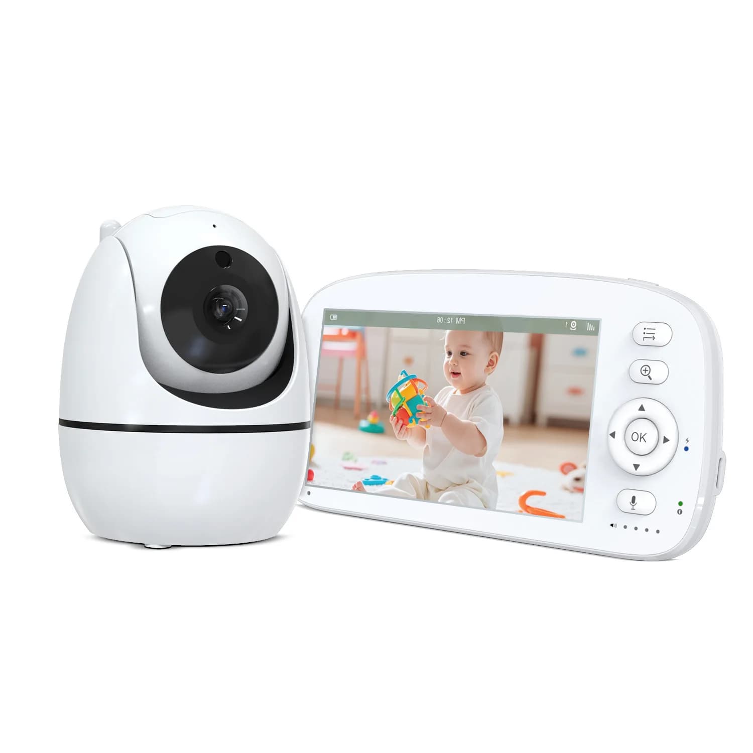 Monitor per bambini wireless da 5 pollici, monitor per bambini con visione notturna ad alta definizione, interfono per bambini