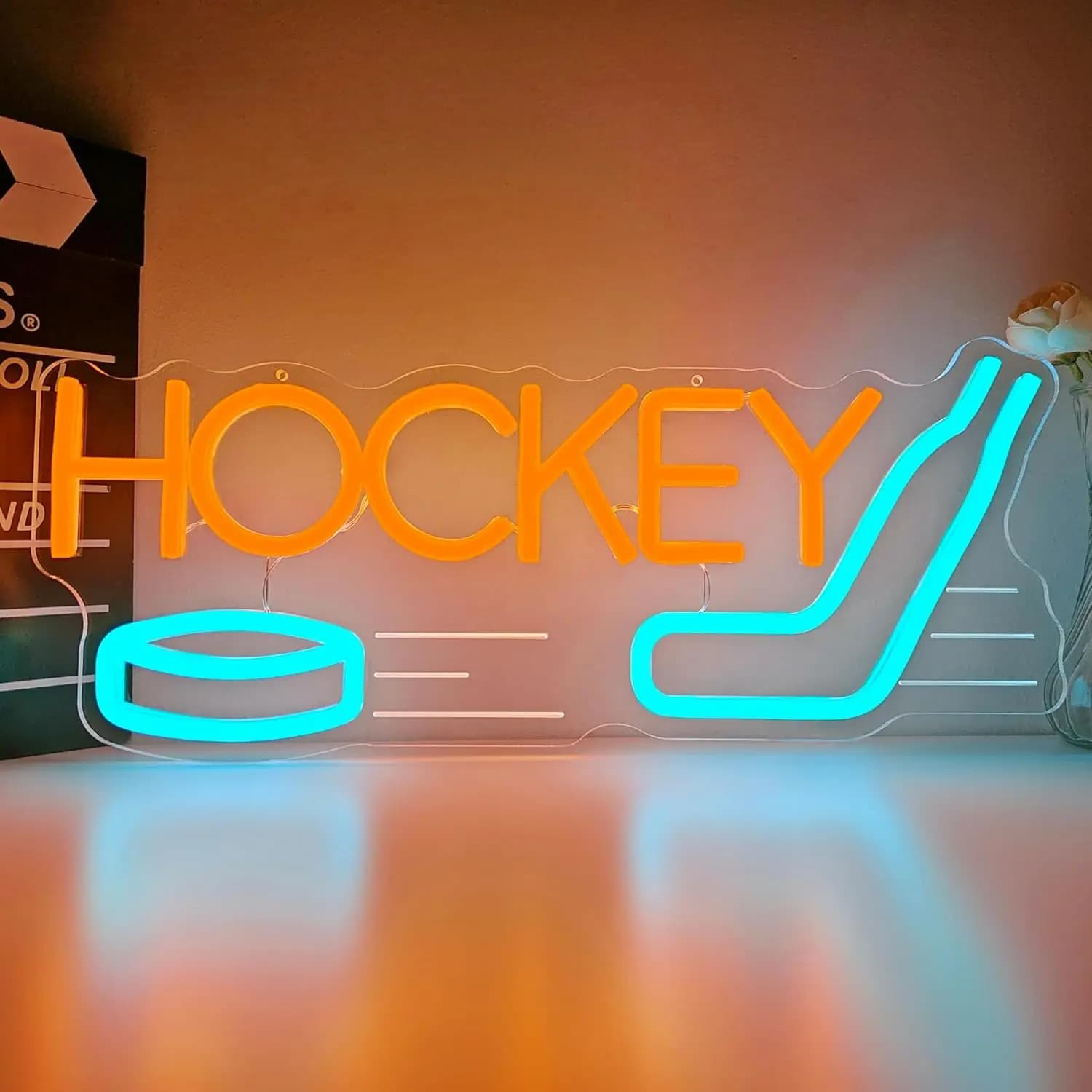 Insegna al Neon a LED Dimmerabile per Giocatore di Hockey su Ghiaccio, Decorazione per Sala Giochi, Man Cave, Club, Bar, Casa, Camera da Letto