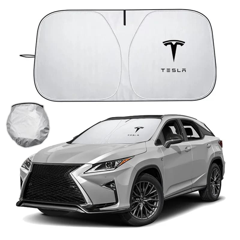 Car Sun Visor Folding Sunscreen Front Windshield Cover Shading Sun Protection For Tesla Model 3 S X Y Roadster Space X keychain