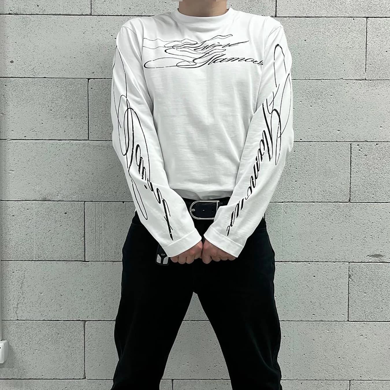 New loose letter printed round neck long sleeved T-shirt for autumn and winter, street fashion casual men's top