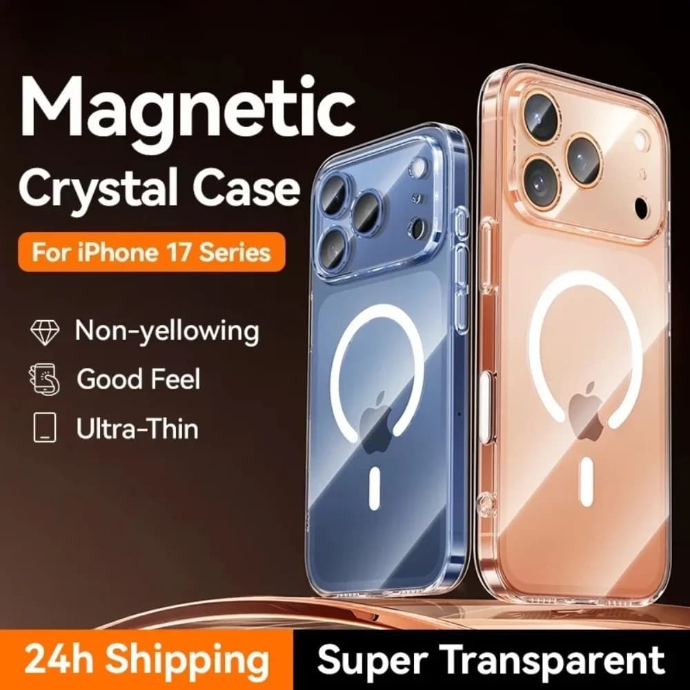 Nuova custodia magnetica per IPhone17 Pro Max custodia anti gialla trasparente per IPhone 17 ProMax Air carica wireless copertura sottile