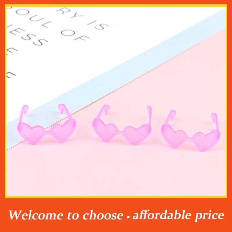 10 occhiali da festa in plastica, nuovi accessori per bambole 1/6, occhiali a cuore in miniatura per casa delle bambole, giocattolo per bambini