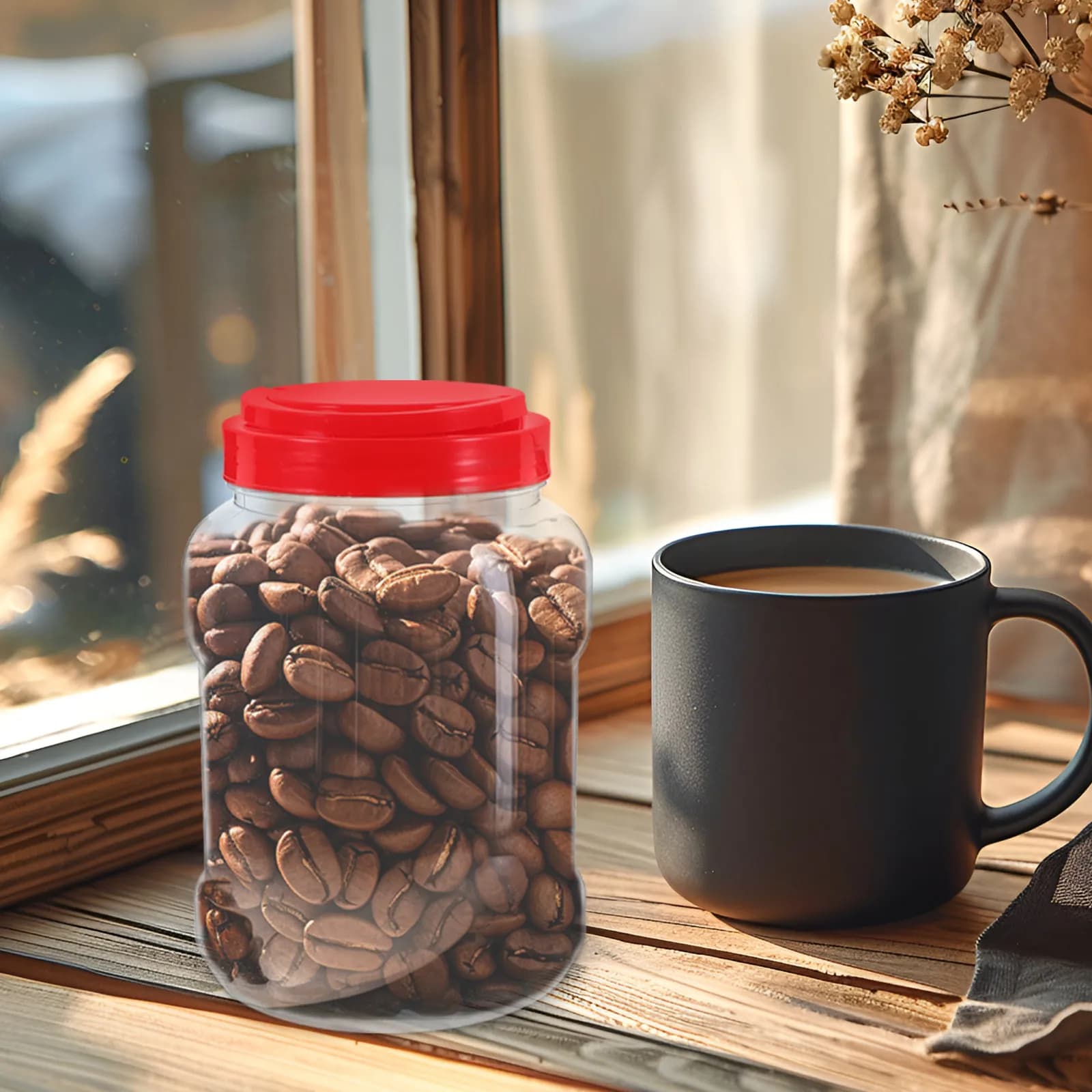 2Pcs Clear Food Storage Jars Airtight Leakproof Plastic Containers for Kitchen Pantry Grains Nuts Tea Dried Fruits Fresh Keeping