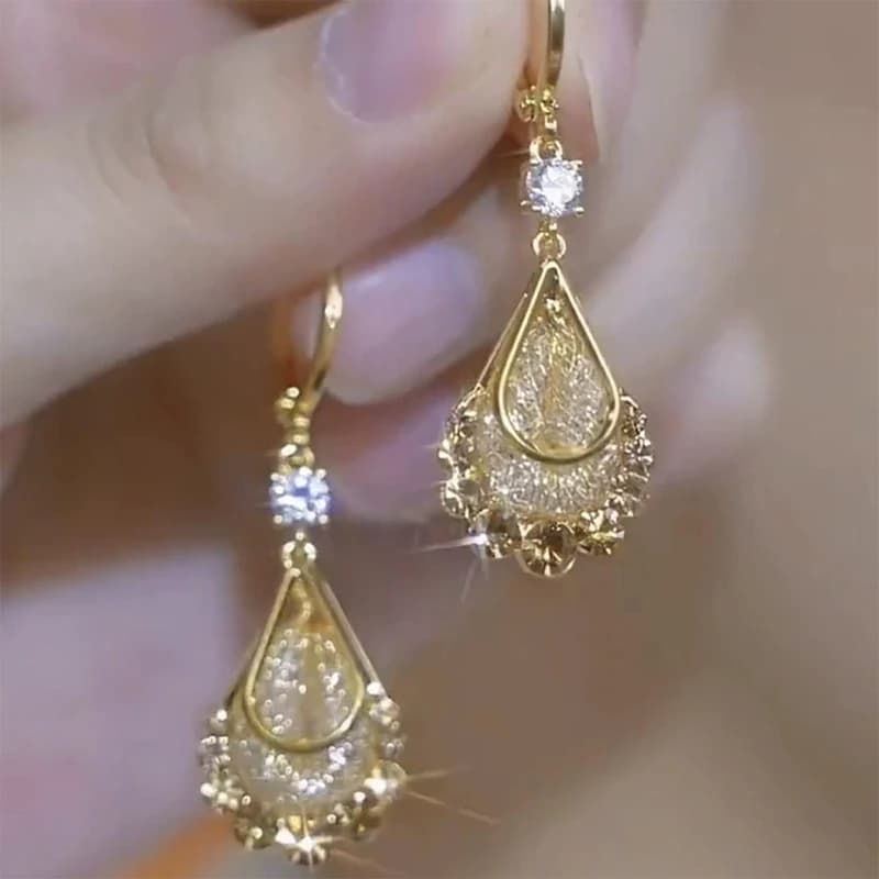 [HF]^1Pair Fashion Luxury Water Drop Crystal Long Tassel Earrings Female Jewelry Wedding Party Gift