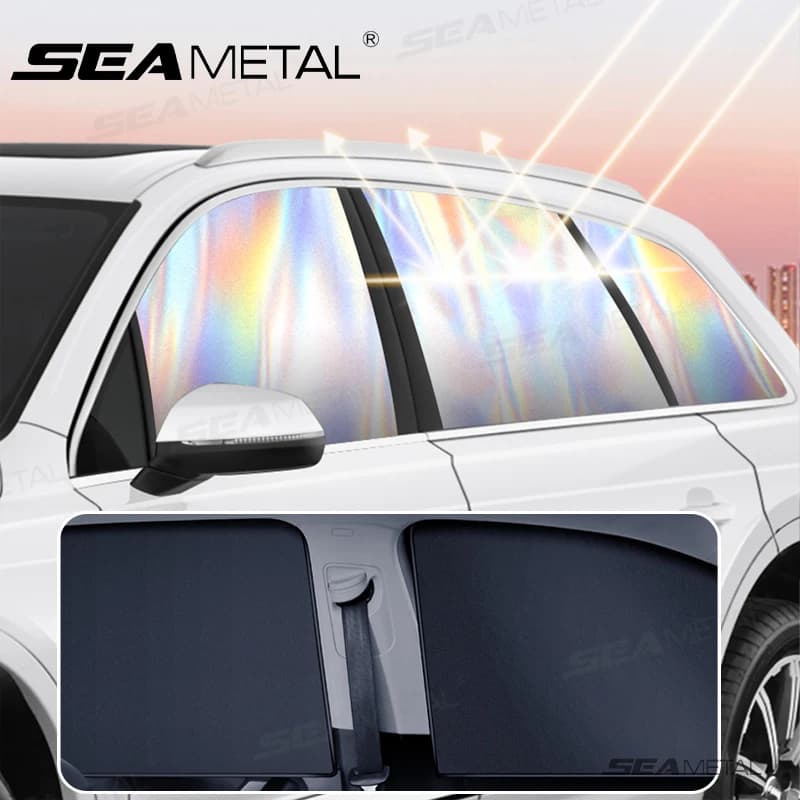 SEAMETAL Finestrino laterale magnetico per auto Tende parasole Blocco UV Copertura di protezione solare per auto estiva Tenda antiriflesso per privacy automatica