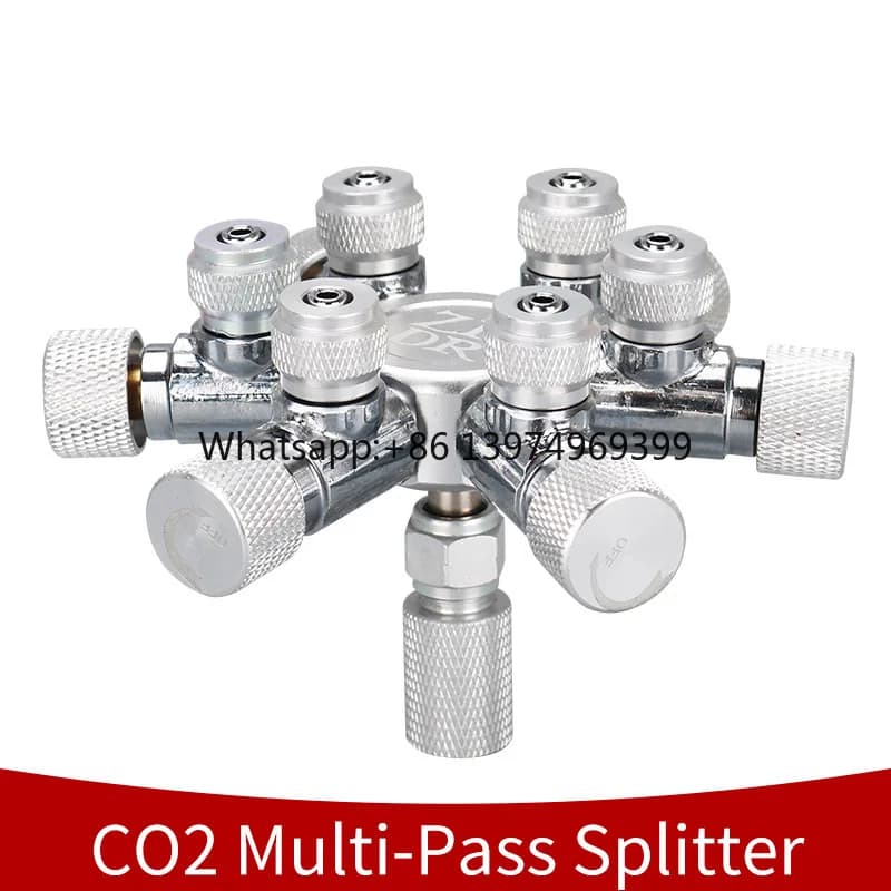W02-06 6 Ways Distributor CO2 Splitter/divider Needle Valve Multi Way Solenoid Aquarium Co2 Multi-Pass Splitter