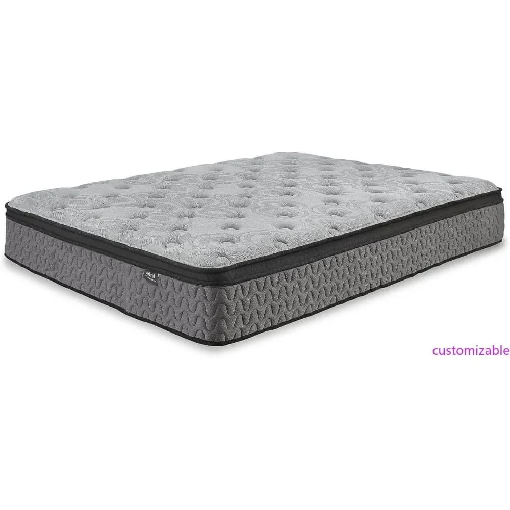 Materasso Ibrido Euro Pillow Top da 12 Pollici con Gel Memory Foam e Supporto Lombare